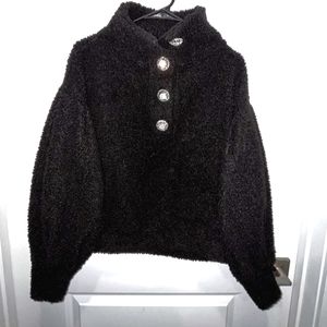 Express-Womens XS Black Rhinestone Jewel Pullover Sweatshirt Top